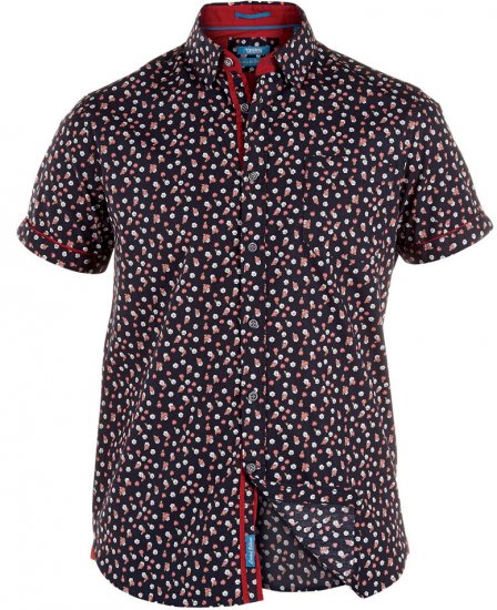 D555 Keaton Flower print Short Sleeve Shirt - Hemden - Overhemden Grote Maten Heren