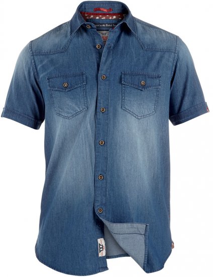 D555 Gilbert Short Sleeve Vintage Denim Shirt - Hemden - Overhemden Grote Maten Heren