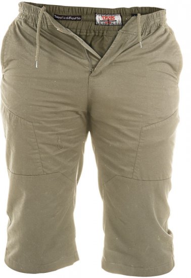 D555 Jefferson Long Length Cotton Short Khaki - Shorts - Grote Maten Korte Broeken Heren