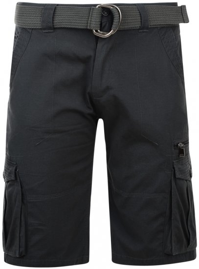Kam Jeans Belted Cargo Shorts Charcoal - Shorts - Grote Maten Korte Broeken Heren