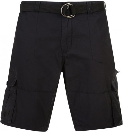 Kam Jeans Belted Cargo Shorts Black - Shorts - Grote Maten Korte Broeken Heren