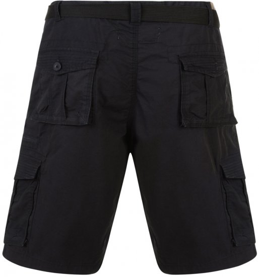 Kam Jeans Belted Cargo Shorts Black - Shorts - Grote Maten Korte Broeken Heren
