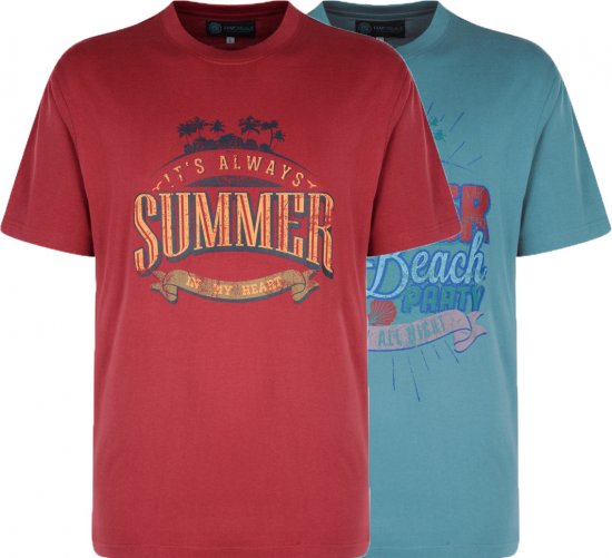 Kam Jeans Summer Beach 2-pack T-shirt - T-shirts - Grote Maten T-shirts Heren