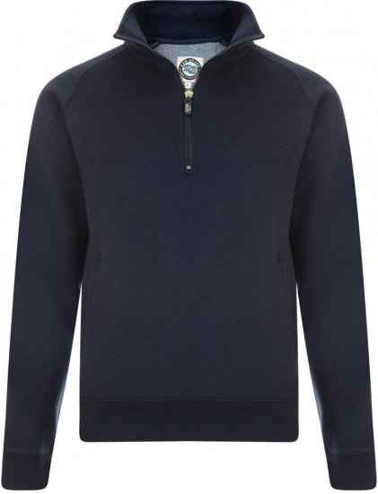 Kam Jeans Half-Zip Sweatshirt Navy - Sweaters & hoodies - Sweaters & Hoodies Grote Maten Heren