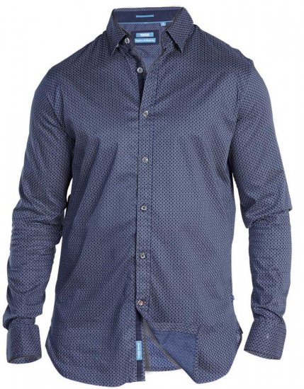 D555 MARVIN Small Circle Print Long Sleeve Shirt - Hemden - Overhemden Grote Maten Heren