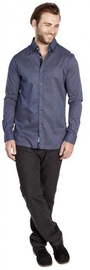 D555 MARVIN Small Circle Print Long Sleeve Shirt - Hemden - Overhemden Grote Maten Heren