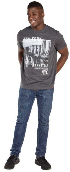 D555 Wesley New York Crew Neck T-Shirt Charcoal - T-shirts - Grote Maten T-shirts Heren