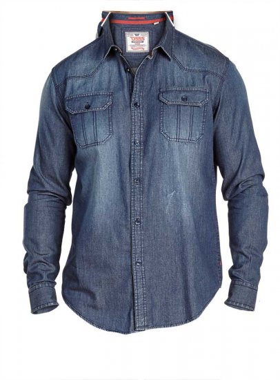 D555 Jerome Vintage Denim Shirt - Hemden - Overhemden Grote Maten Heren
