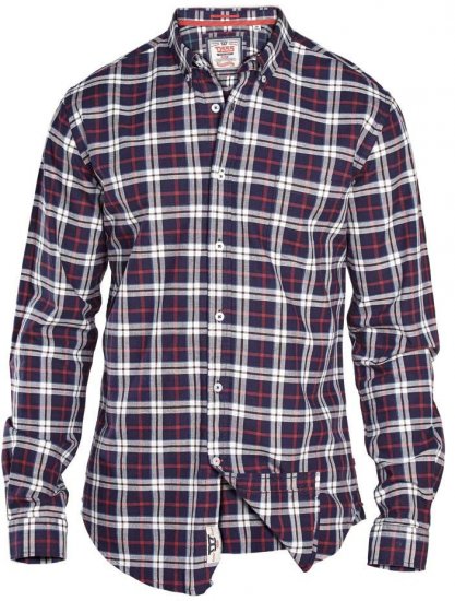 D555 Carter Check Shirt Navy-Red - Hemden - Overhemden Grote Maten Heren