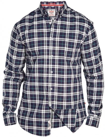 D555 Carter Check Shirt Navy-Green - Hemden - Overhemden Grote Maten Heren