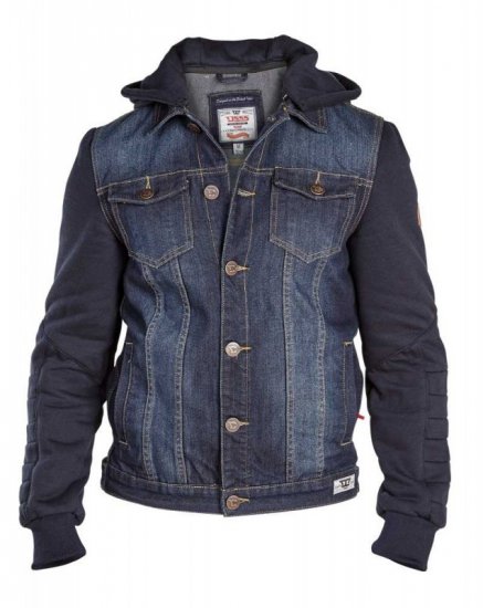D555 CURTIS Denim Jacket With Detachable Hood - Jassen - Grote Maten Herenjassen