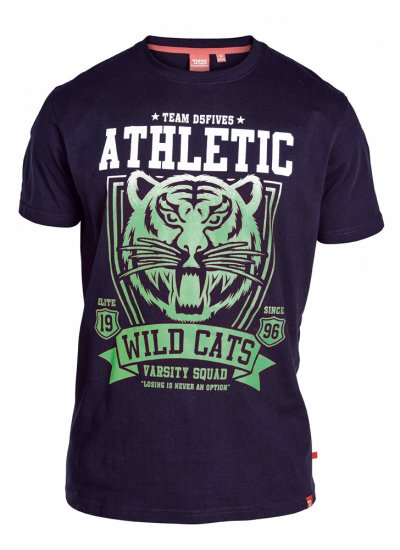 D555 STACY "Wild Cats" T-Shirt Navy - T-shirts - Grote Maten T-shirts Heren