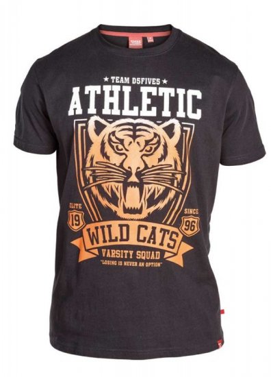 D555 STACY "Wild Cats" T-Shirt Black - T-shirts - Grote Maten T-shirts Heren
