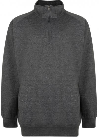 Kam Jeans Half-Zip Sweatshirt Charcoal - Sweaters & hoodies - Sweaters & Hoodies Grote Maten Heren