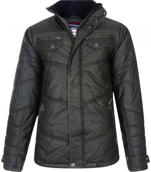 Kam Jeans Enzyme Washed Wax Jacket Army Green - Jassen - Grote Maten Herenjassen