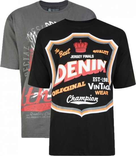 Kam Jeans Twin Pack League Tee - T-shirts - Grote Maten T-shirts Heren