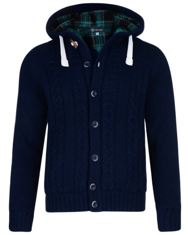 Kam Jeans Padded Knitted Cardigan Navy - Sweaters & hoodies - Sweaters & Hoodies Grote Maten Heren