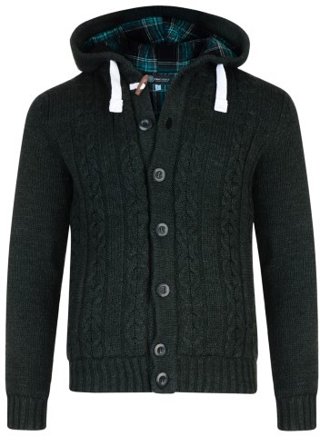 Kam Jeans Padded Knitted Cardigan Dk Green - Sweaters & hoodies - Sweaters & Hoodies Grote Maten Heren