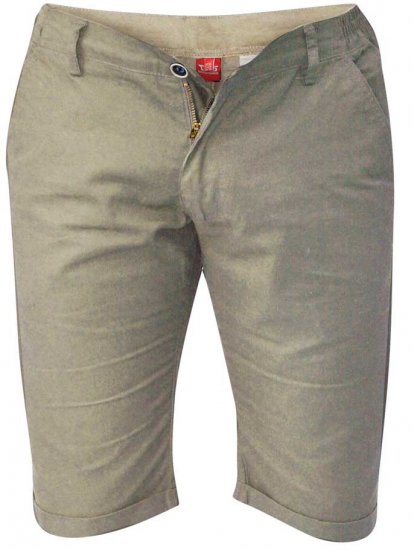 D555 PANAMA Chino Short With Side Elasticated Waist Khaki - Shorts - Grote Maten Korte Broeken Heren