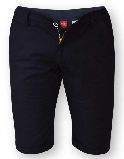 D555 PANAMA Chino Short With Side Elasticated Waist Navy - Shorts - Grote Maten Korte Broeken Heren