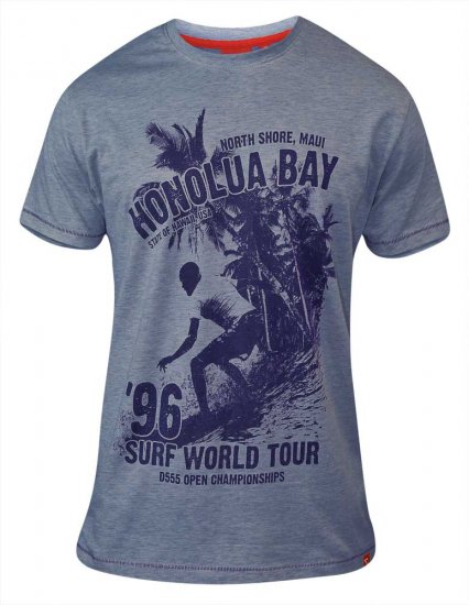 D555 CLAYTON Honolua Bay T-shirt Denim Marl - T-shirts - Grote Maten T-shirts Heren