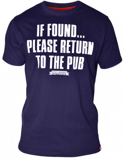 D555 SIMON 'Return To The Pub' T-Shirt Navy - T-shirts - Grote Maten T-shirts Heren