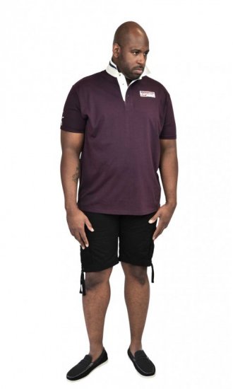 D555 NASH Short Sleeve Rugby Shirt Burgundy - Polo shirts - Grote Maten Poloshirts Heren