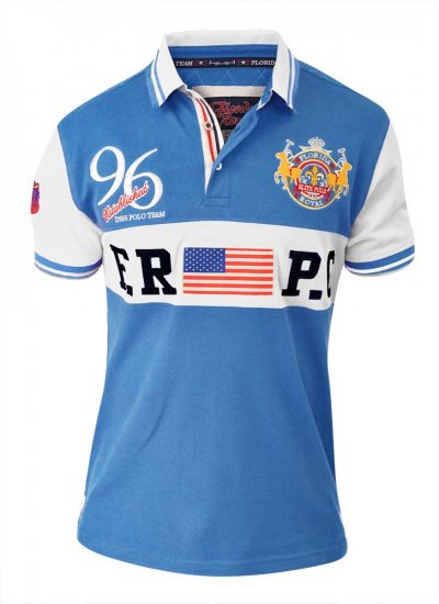 D555 ARYAN Florida Royal Racing Polo Blue/White - Polo shirts - Grote Maten Poloshirts Heren