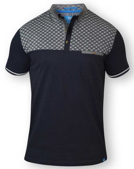 D555 MAURICE Top Paneled Short Sleeve Polo Navy - Polo shirts - Grote Maten Poloshirts Heren
