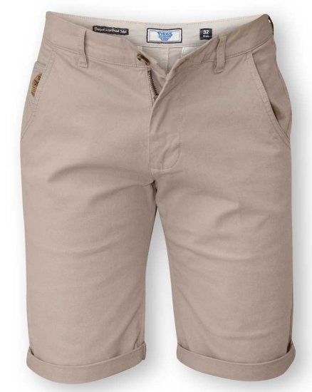 D555 COLTEN Stretch Cotton Chino Short Beige - Shorts - Grote Maten Korte Broeken Heren