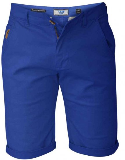 D555 COLTEN Stretch Cotton Chino Shorts Blue - Shorts - Grote Maten Korte Broeken Heren