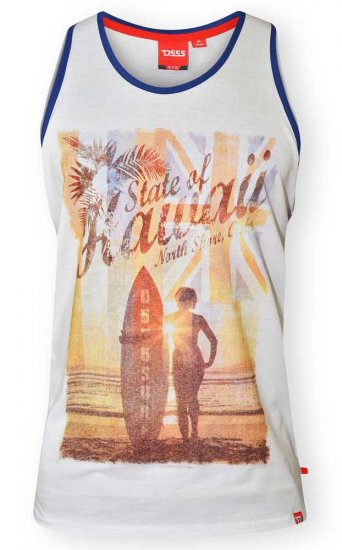 D555 CYRUS-Hawaii Fit Vest White - T-shirts - Grote Maten T-shirts Heren