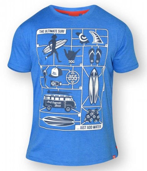 D555 JARON Ultimate Surf T-Shirt Blue - T-shirts - Grote Maten T-shirts Heren