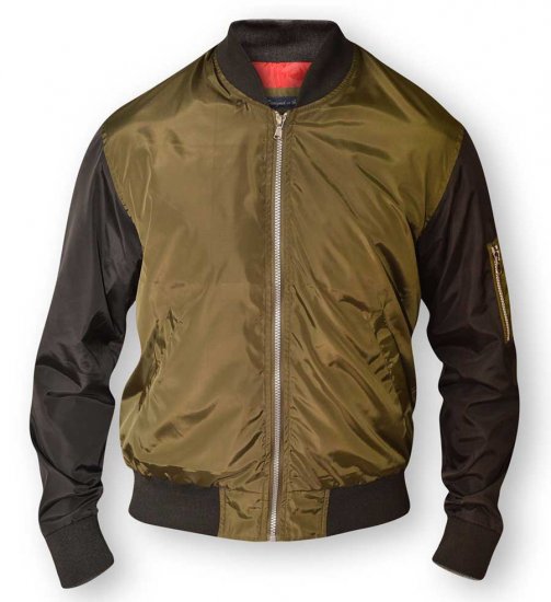 D555 LOUIS Lined Bomber Jacket Khaki/Black - Jassen - Grote Maten Herenjassen