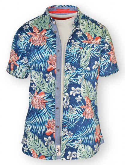 D555 ENRIQUE Short Sleeve Hawaiian Leaf Shirt & T-shirt Combo - Hemden - Overhemden Grote Maten Heren