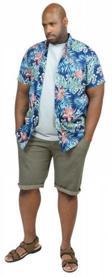 D555 ENRIQUE Short Sleeve Hawaiian Leaf Shirt & T-shirt Combo - Hemden - Overhemden Grote Maten Heren