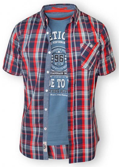 D555 MALCOLM Short Sleeve Button Down Shirt & T-shirt Combo - Hemden - Overhemden Grote Maten Heren