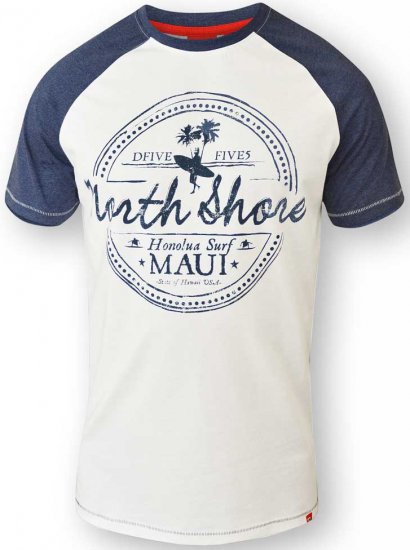 D555 JAYSON Raglan T-Shirt White - T-shirts - Grote Maten T-shirts Heren