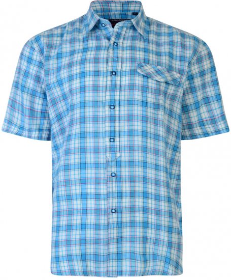 Kam Jeans Short Sleeve Check Shirt Turquoise - Hemden - Overhemden Grote Maten Heren