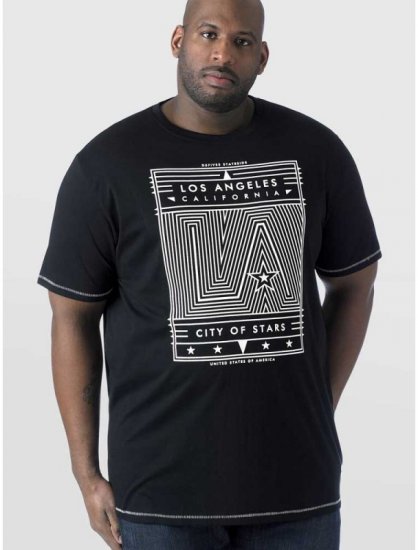 D555 OAKLEY LA Geometric Print Crew Neck T-Shirt Black - T-shirts - Grote Maten T-shirts Heren