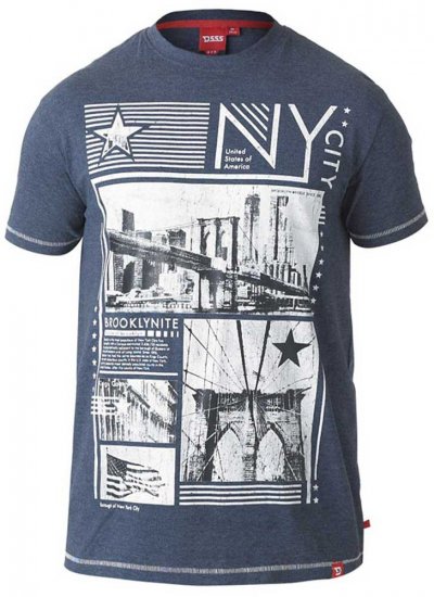D555 RUEBEN NY City Print T-Shirt Denim - T-shirts - Grote Maten T-shirts Heren