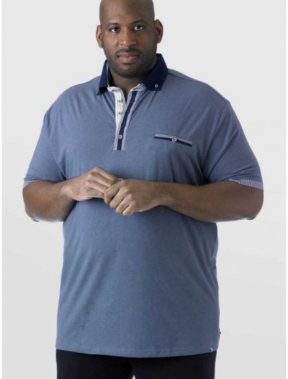 D555 SWANN Short Sleeve Stretch Polo Denim Melange - Polo shirts - Grote Maten Poloshirts Heren