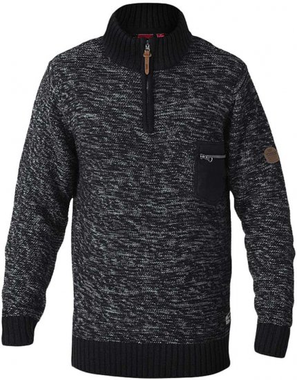 D555 REMINGTON Sweater With Woven Zipper Chest Pocket Black/Charcoal - Sweaters & hoodies - Sweaters & Hoodies Grote Maten Heren