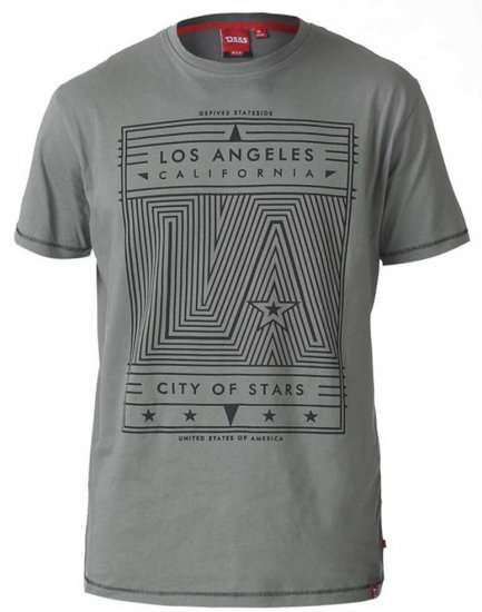 D555 OAKLEY LA Geometric Print Crew Neck T-Shirt Khaki - T-shirts - Grote Maten T-shirts Heren