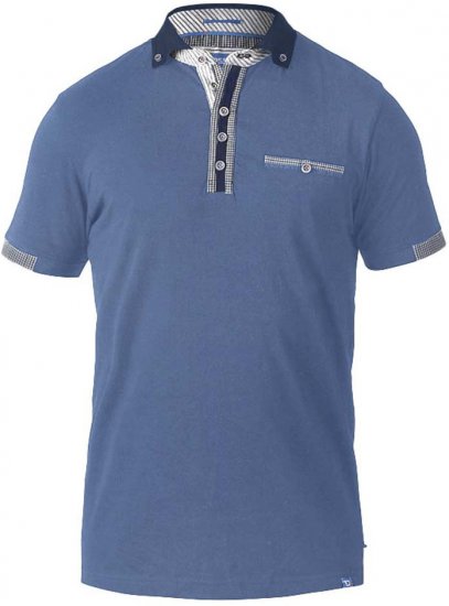 D555 SWANN Short Sleeve Stretch Polo Denim Melange - Polo shirts - Grote Maten Poloshirts Heren