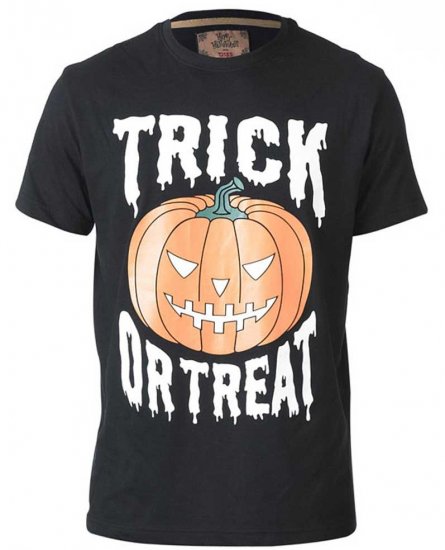 D555 Scary Halloween Pumpkin T-shirt Black - T-shirts - Grote Maten T-shirts Heren