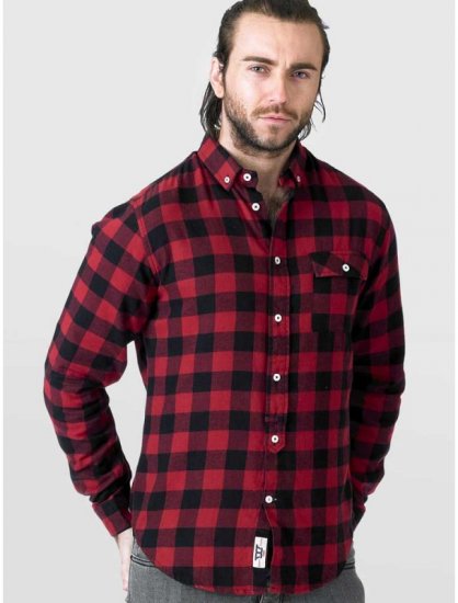 D555 Lawton LS Flannel Shirt Red - Hemden - Overhemden Grote Maten Heren