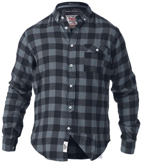 D555 Lawton LS Flannel Shirt Grey - Hemden - Overhemden Grote Maten Heren