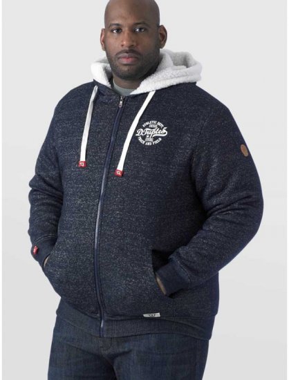 D555 Hulk Fur Lined Zipper Hood Navy - Sweaters & hoodies - Sweaters & Hoodies Grote Maten Heren