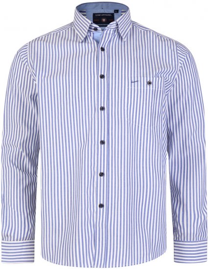 Kam Jeans 6139 Long Sleeve Shirt Blue - Hemden - Overhemden Grote Maten Heren